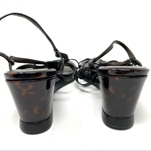 Stuart Weitzman Tortoise patent leather wedge sandals - Picture 6 of 11